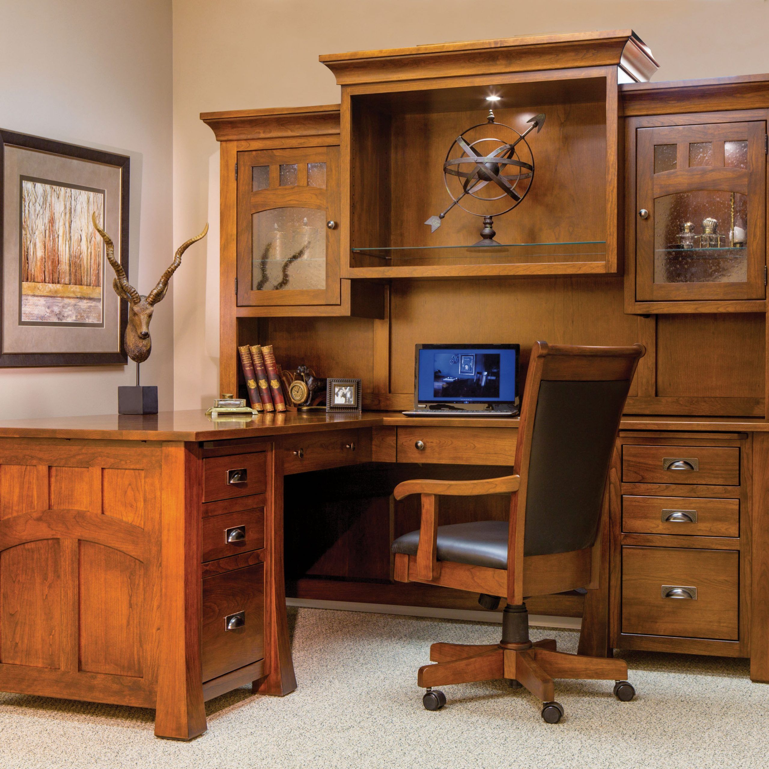 Bridgefort Mission Solid Wood Corner Desk And Hutch | Amish Regarding Oak Corner Computer Writing Desks (View 15 of 15)