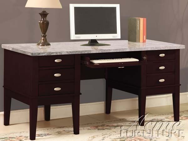 Britney Marble Top Home Office Desk In Espresso Finishacme – 92008 For Brown Faux Marble Writing Desks (View 13 of 15)