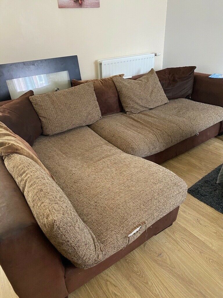 Brown Corner Sofa | In Gloucester, Gloucestershire | Gumtree With Regard To Brown And Yellow Sectional Corner Desks (View 7 of 15)