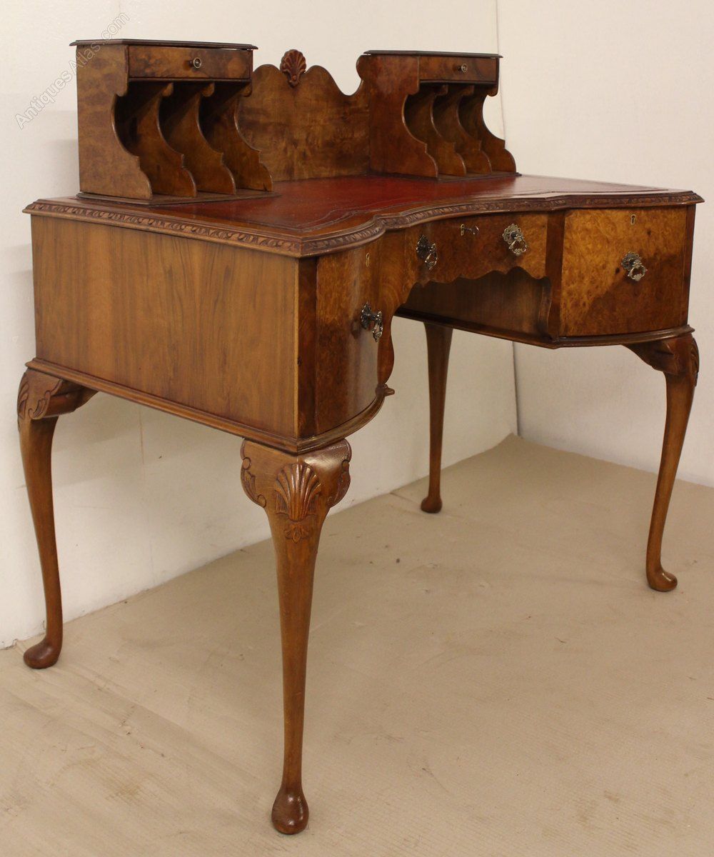 Burr Walnut Writing Desk – Antiques Atlas Throughout Glass And Walnut Modern Writing Desks (View 11 of 15)