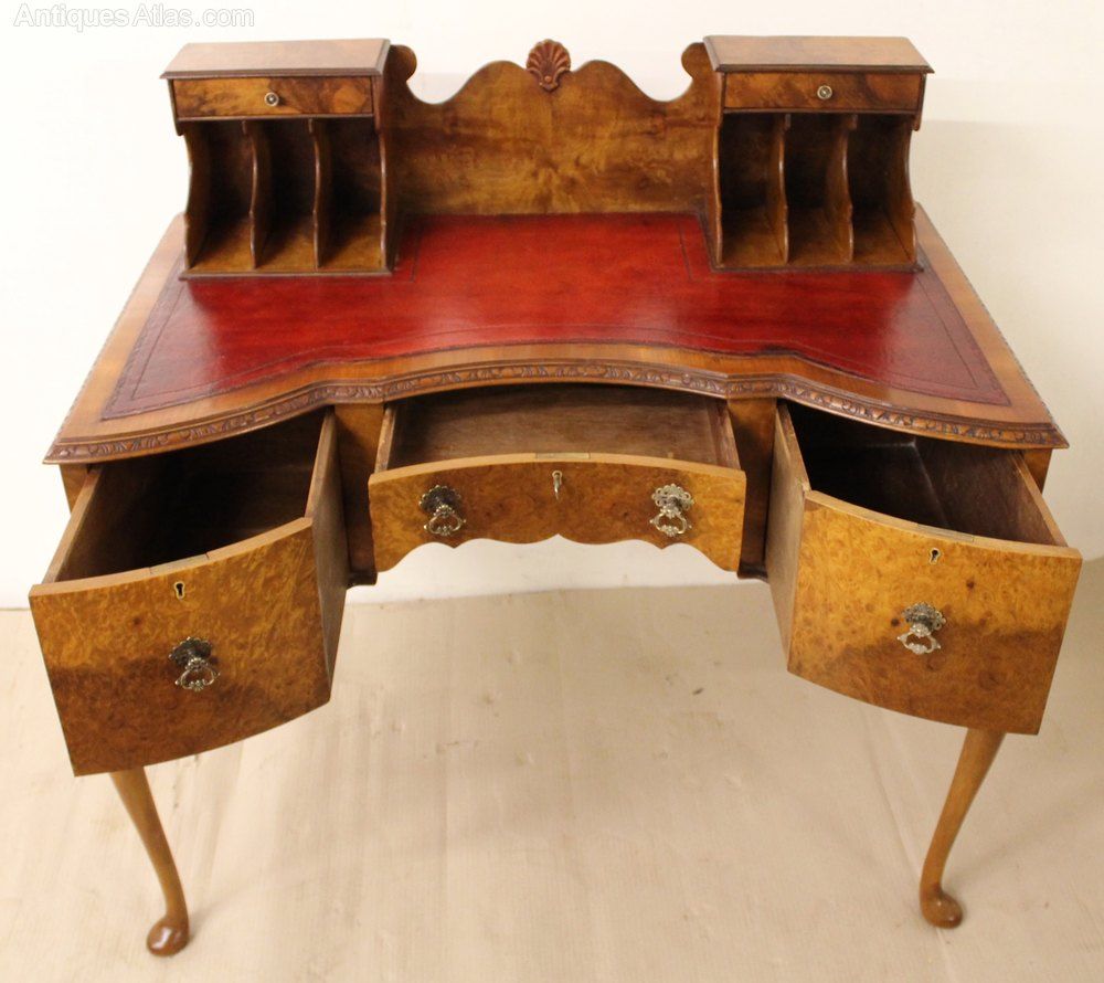 Burr Walnut Writing Desk – Antiques Atlas Within Walnut And Black Writing Desks (Photo 10 of 15)