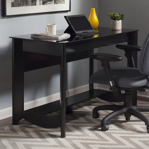Bush Furniture Aero Transitional Classic Black Writing Desk In The Within Black And Gray Oval Writing Desks (View 15 of 15)