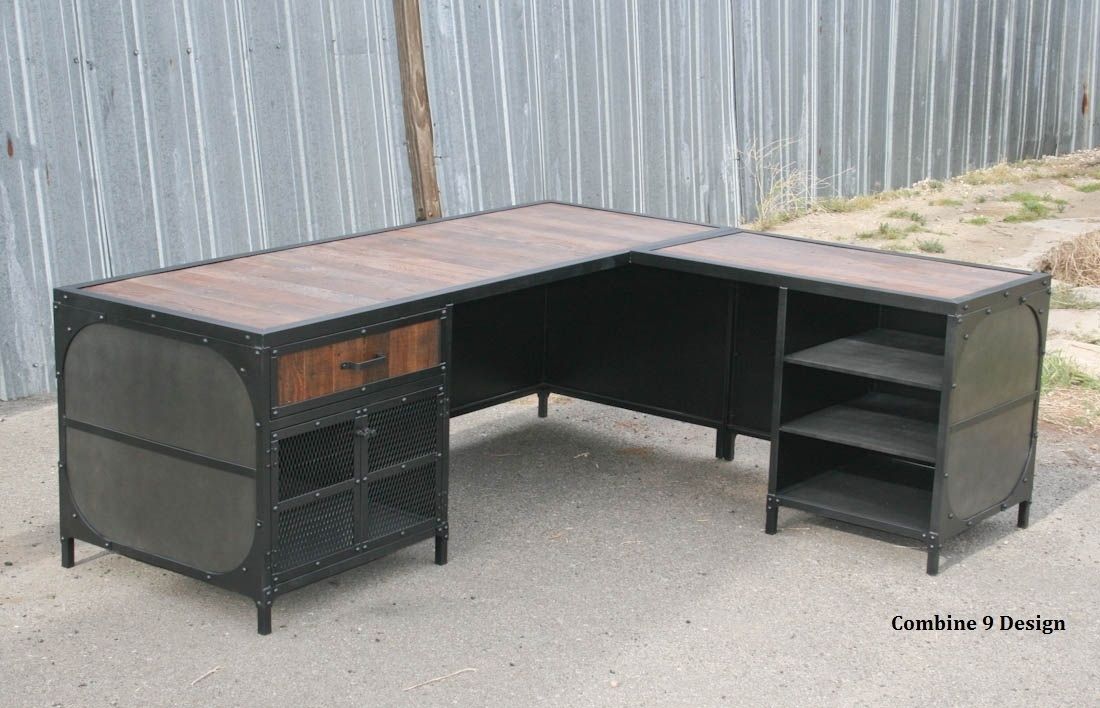 Buy A Hand Crafted Vintage Industrial Desk. Reclaimed Wood And Steel With Iron Executive Desks (Photo 12 of 15)