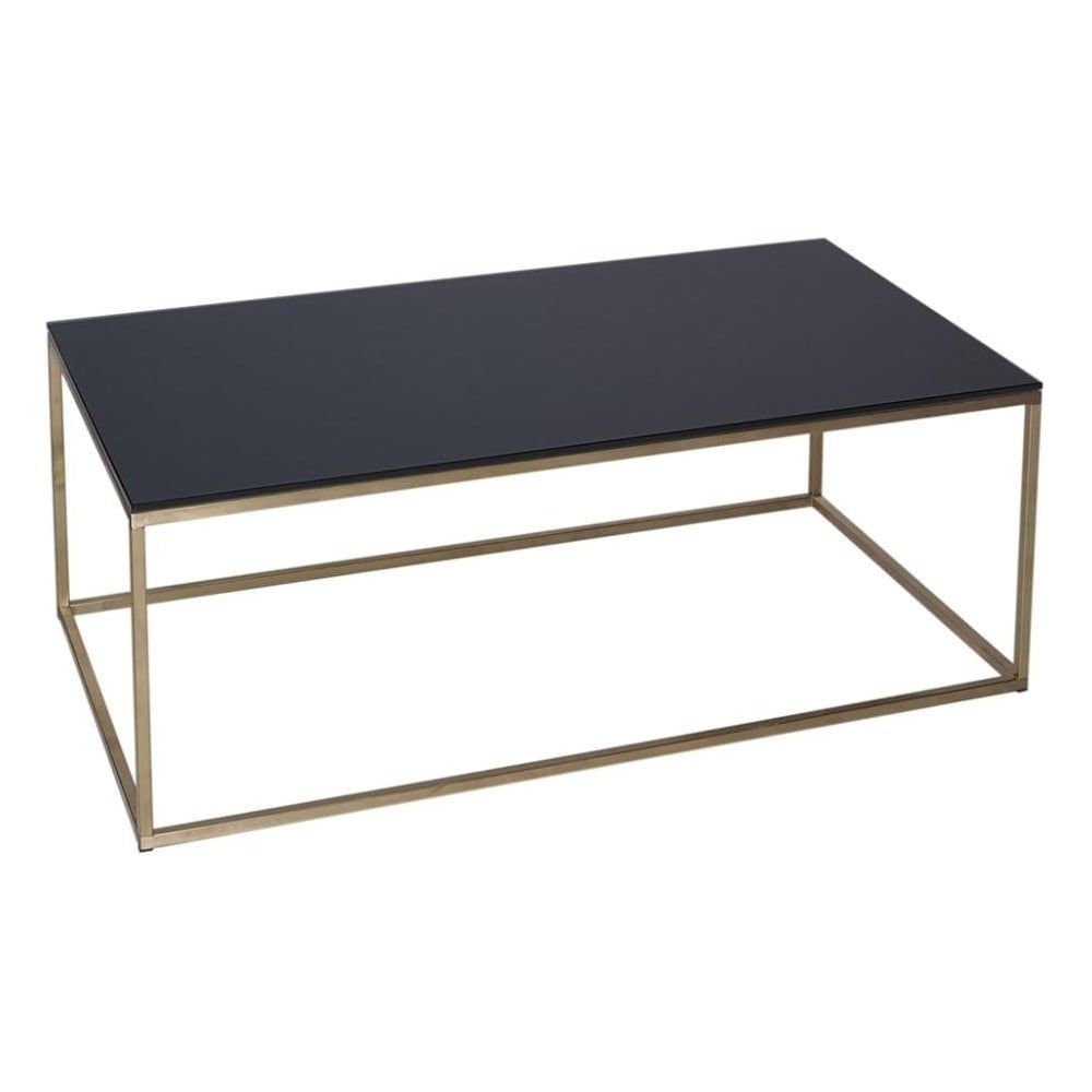 Buy Black Glass And Metal Rectangular Coffee Table From Fusion Living With Regard To Glass And Gold Rectangular Desks (View 11 of 15)