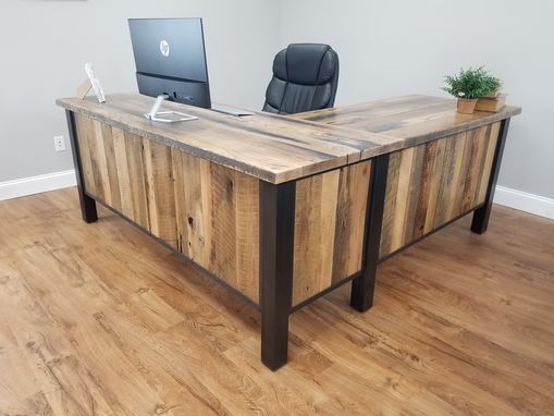 Buy Custom Made Reclaimed Barnwood Corner Desk, Rustic Work Station, L Regarding Rustic Brown Corner Desks (View 11 of 15)