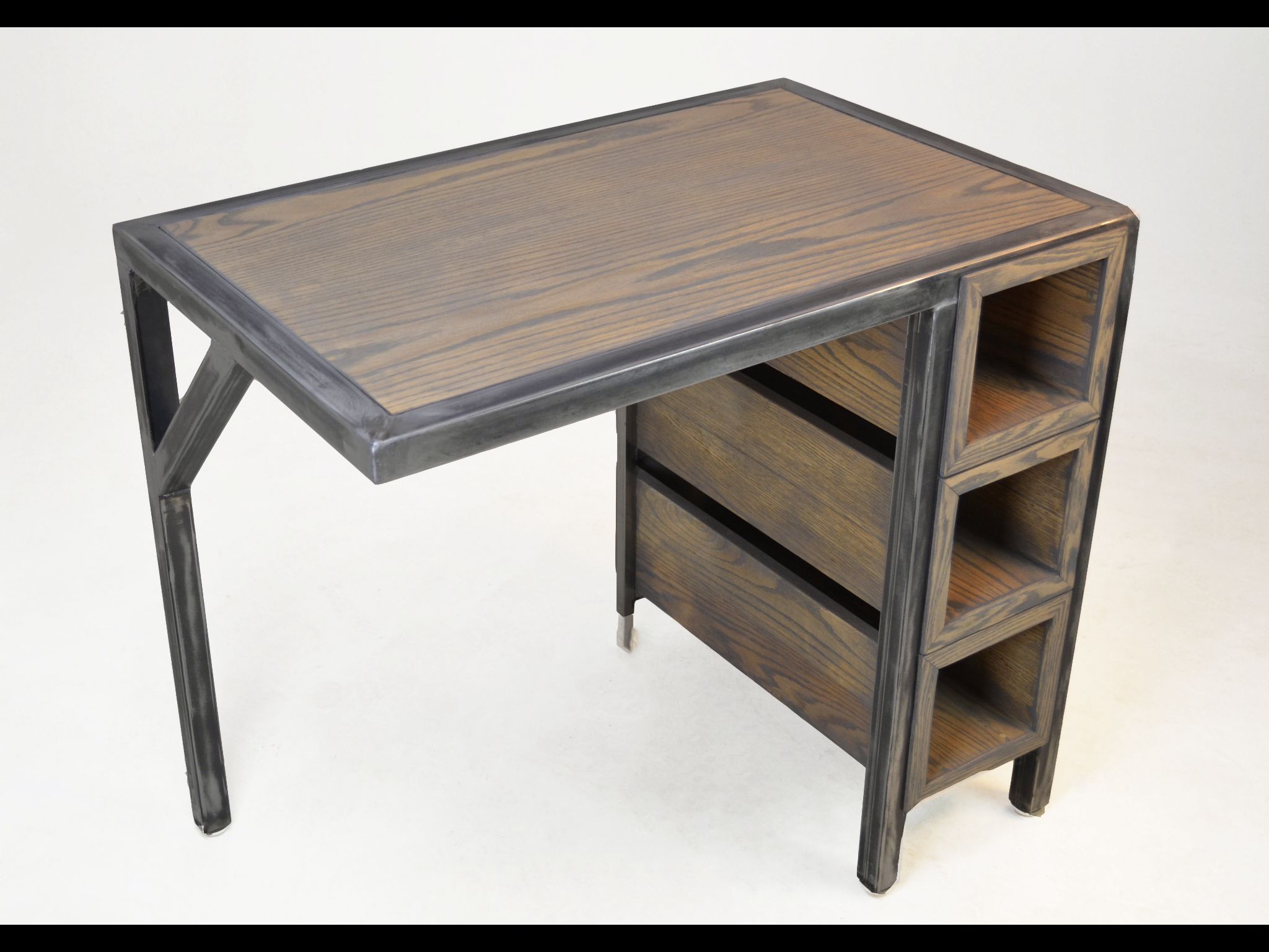 Buy Handmade Custom Industrial Contemporary Metal Oak Wood Desk, Made Inside Modern Teal Steel Desks (View 13 of 15)