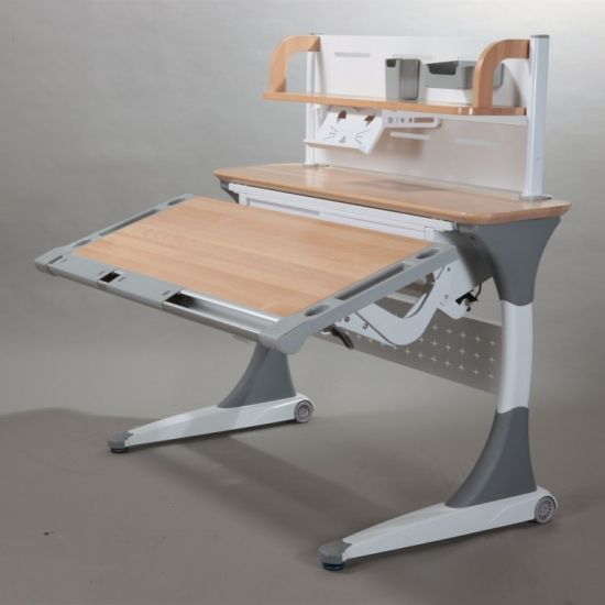 Buy Height Adjustable Study Table Solid Wood Ergonomic Kids Desk,height Regarding Gray Wood Adjustable Reading Tables (View 15 of 15)