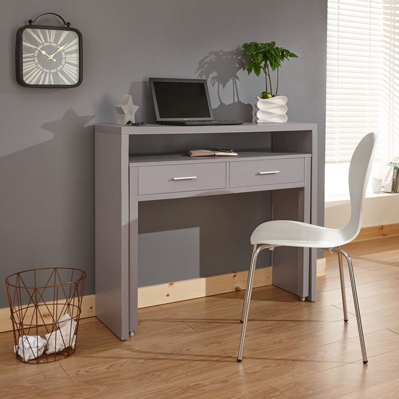 Buy Regis Extending Console Desk Grey 2 Drawer – Online At Cherry Lane Pertaining To Gray And Gold 2 Drawer Desks (View 2 of 15)