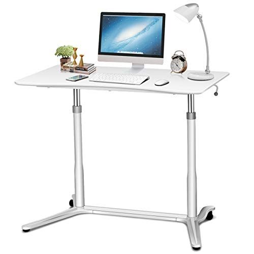 Buy Tangkula Computer Desk Home Office Dorm Rolling Wooden Top Height Throughout Green Adjustable Laptop Desks (View 11 of 15)