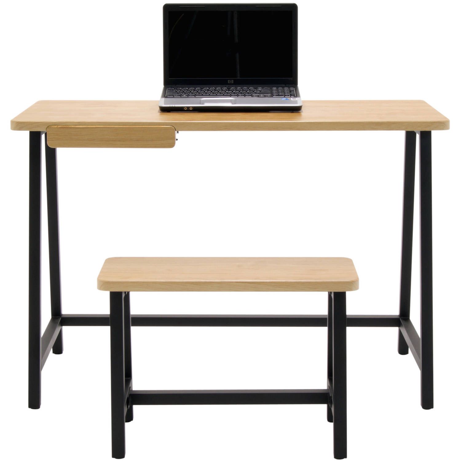 Calico Designs Homeroom Desk And Bench, Ashwood/graphite – Walmart For Graphite And Ashwood Writing Desks (View 10 of 15)