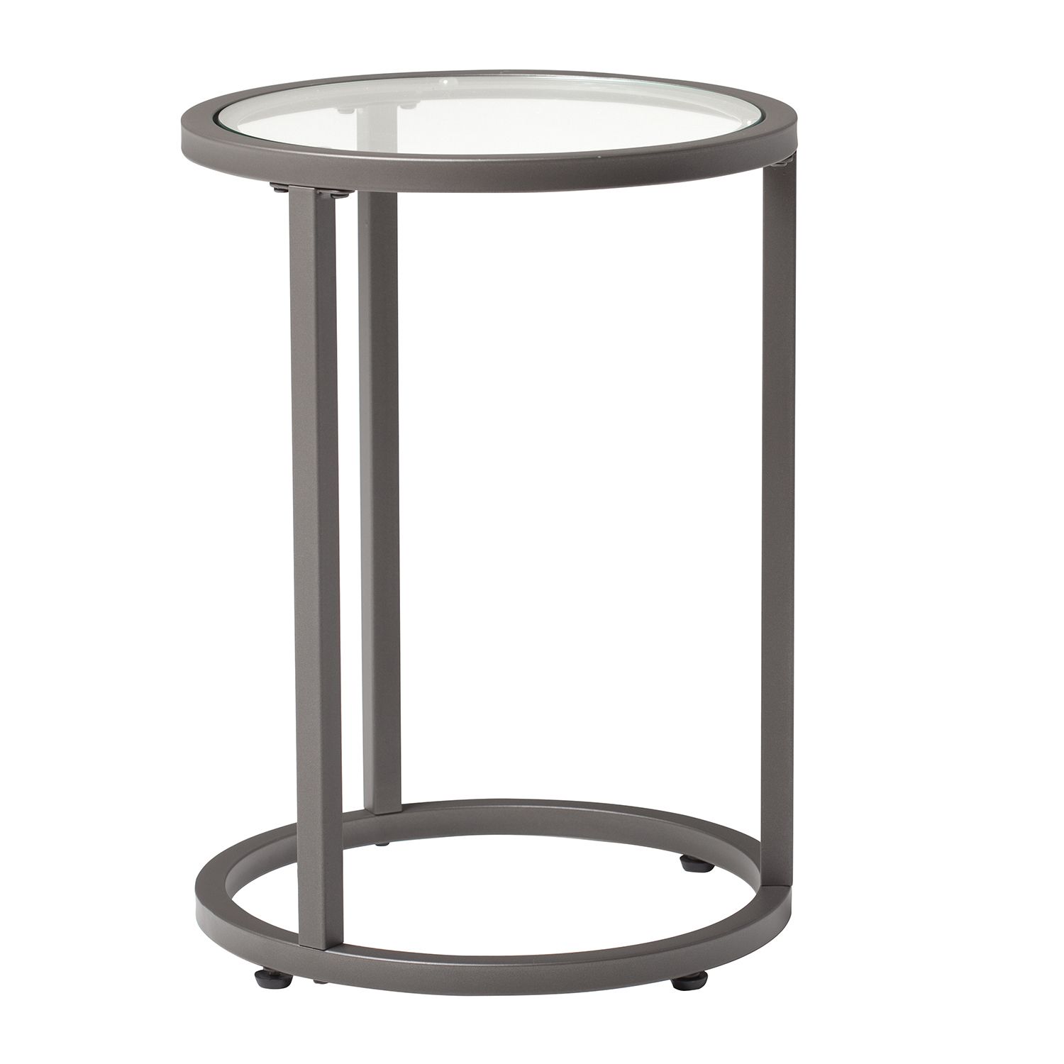 Camber Modern Round Nesting Tables (20″ W) In Pewter/clear Glass – Item Pertaining To Glass And Pewter Rectangular Desks (View 14 of 15)