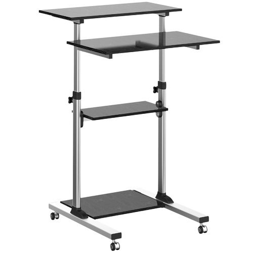 Canohm Grey Ergovida Sit & Stand Mobile Desk & Reviews | Temple & Webster With Regard To Sit Stand Mobile Desks (View 4 of 15)