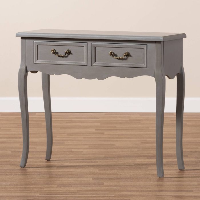Capucine Finished Wood 2 Drawer Console Table Gray – Baxton Studio For Brushed Antique Gray 2 Drawer Wood Desks (View 9 of 15)