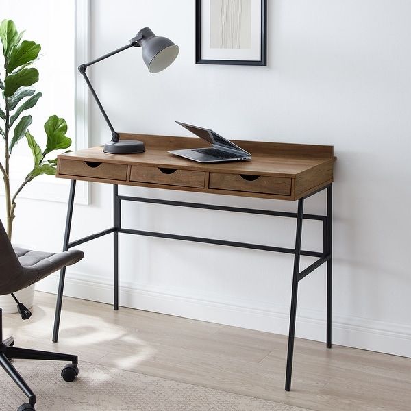 Carbon Loft 42 Inch 3 Drawer Writing Desk – Overstock – 30680135 Inside Dark Toasted Oak 3 Drawer Writing Desks (View 14 of 15)