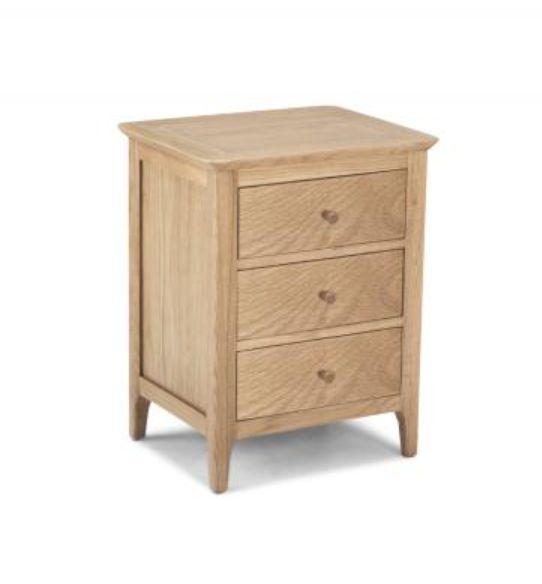 Carolina Oak 3 Drawer Large Bedside – Browns Furniture Inside Burnished Oak 3 Drawer Desks (View 6 of 15)