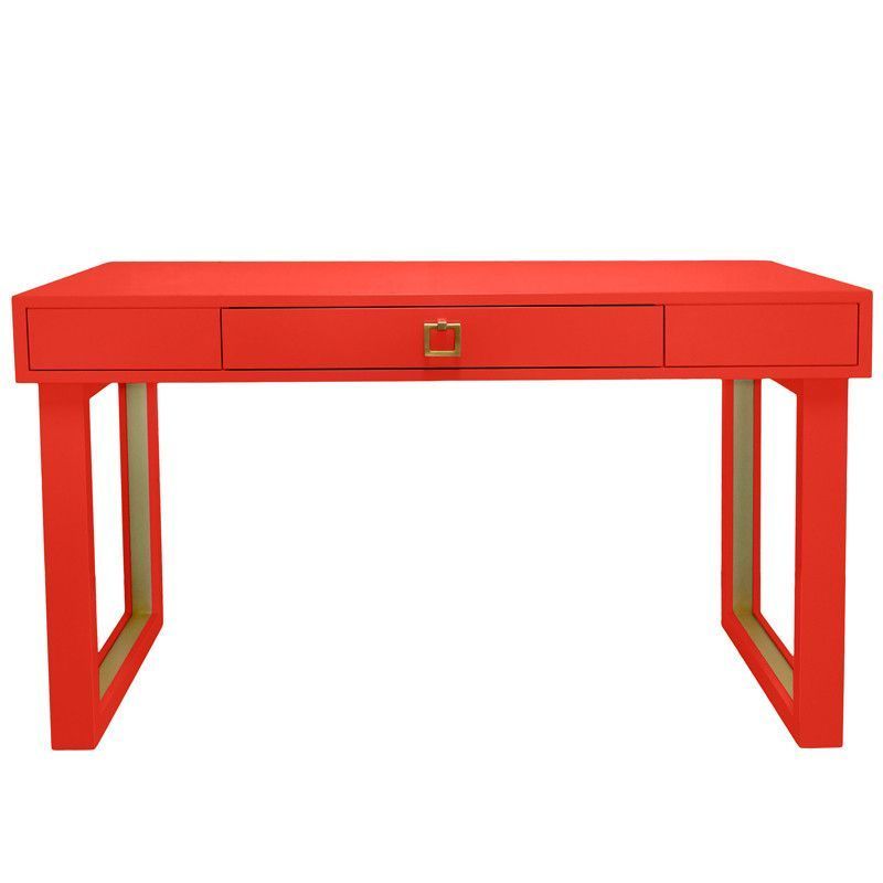 Chelsea Lacquer Desk – Bright Red (16 Colors Available) | Lacquer Desk Inside Pink Lacquer 2 Drawer Desks (View 3 of 15)