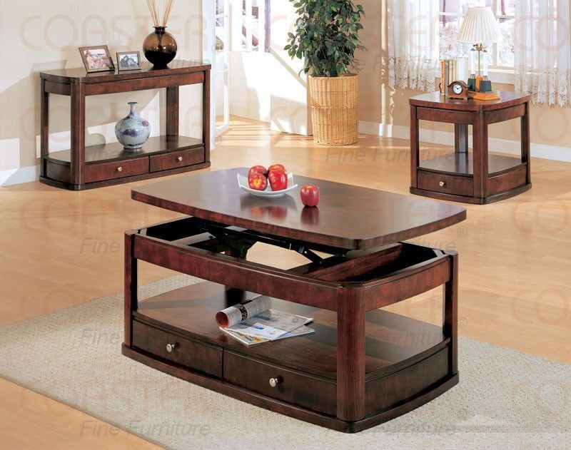 Cherry Wood Lift Top Coffee Tablecoaster 700248 | Sofa Table With In Cherry Wood Adjustable Reading Tables (View 13 of 15)