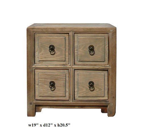 Chinese Raw Natural Wood 4 Drawer Small Chest As1055a Small Cabinet Regarding Natural Peroba 4 Drawer Wood Desks (View 10 of 15)