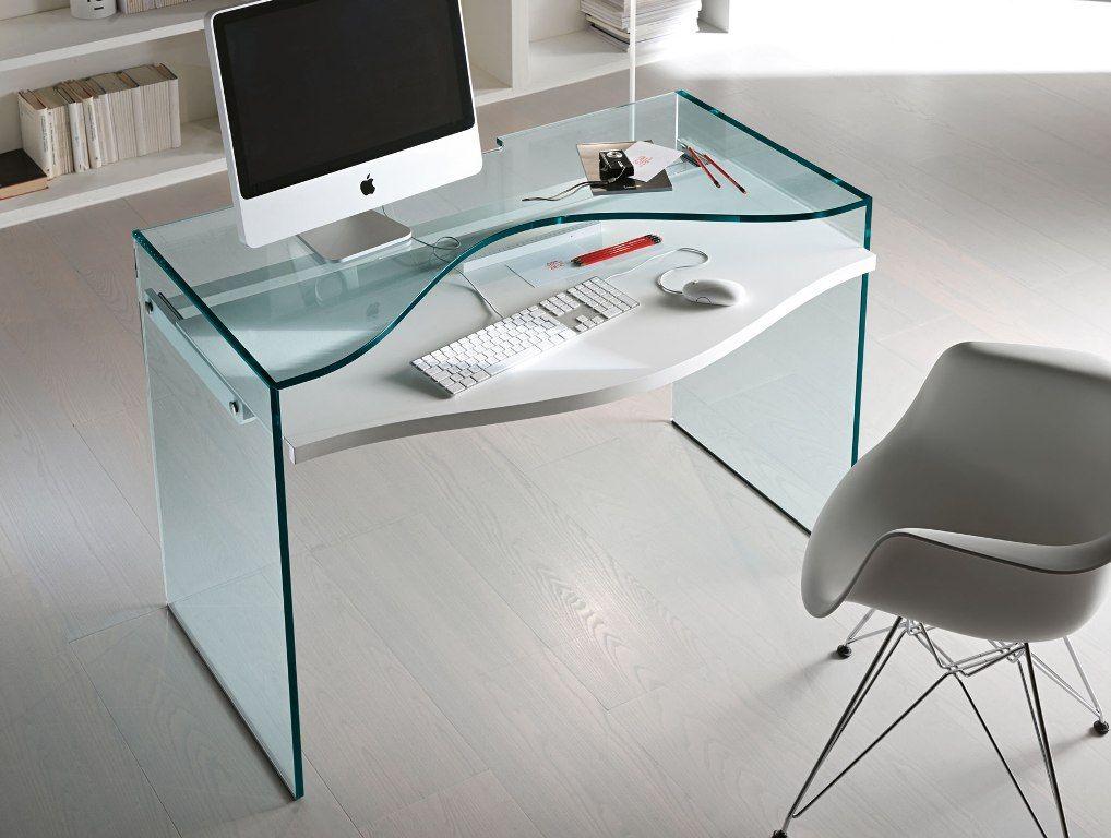 Commercial White Glass Desk Throughout White Finish Glass Top Desks (View 5 of 15)