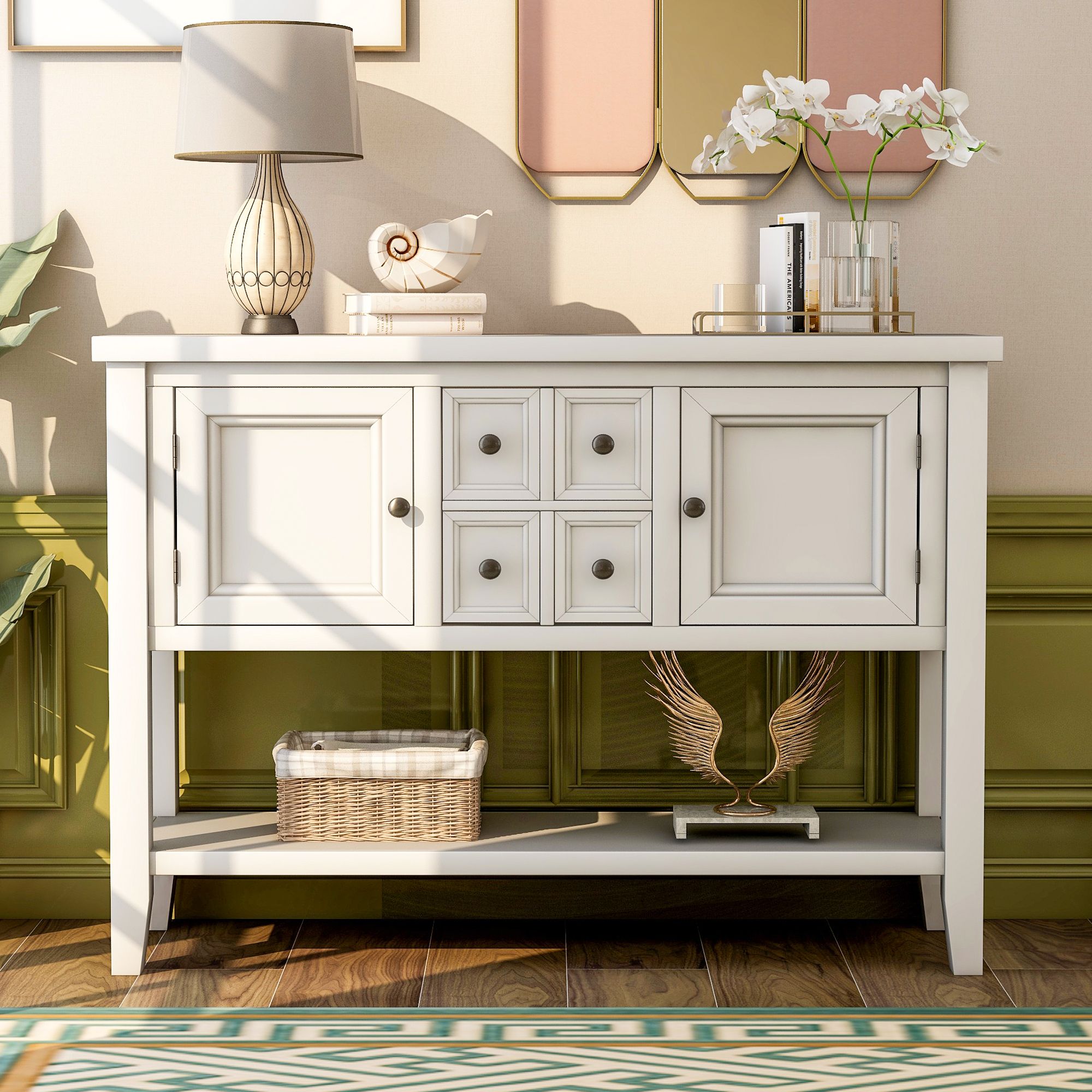Console Table Buffet Sideboard, 46" Stylish Buffet Cabinet, Heavy Duty With Regard To Home Sideboards (View 9 of 22)