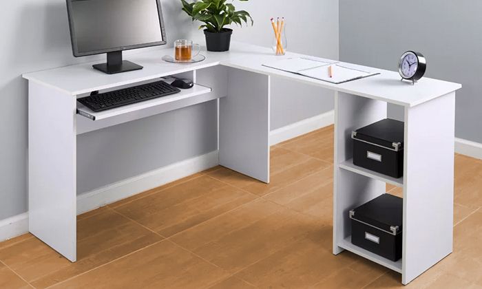 Corner Keyboard Tray L Shaped Computer Desk From Aed 499 | A To Z Furniture Intended For Corner Desks With Keyboard Shelf (View 10 of 15)