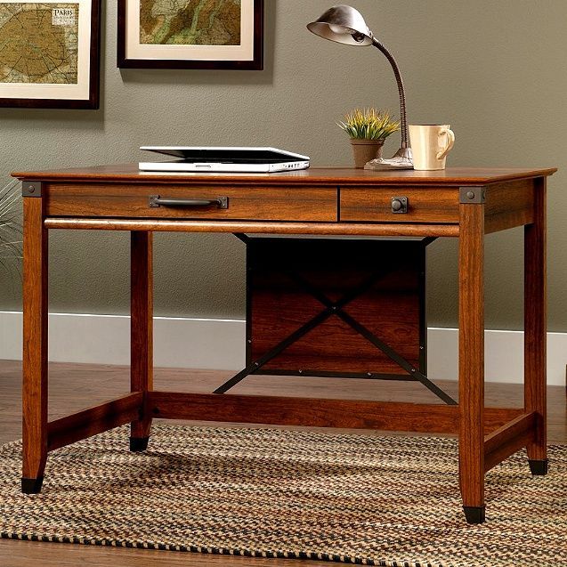 Craftsman Mission Writing Desk W/wrought Iron | Home Office Furniture Within Iron Executive Desks (Photo 7 of 15)