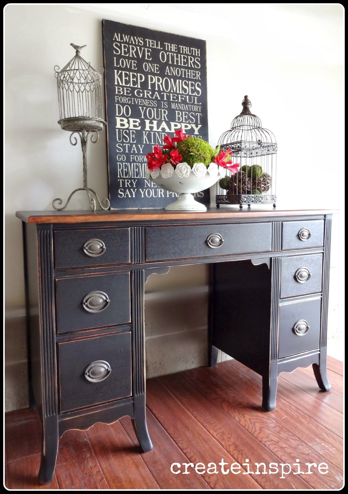 {createinspire}: Another Antique Black Desk For Antique Black Wood 1 Drawer Desks (View 3 of 15)