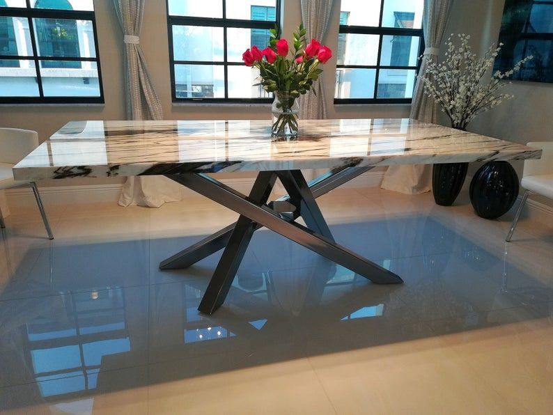 Criss Cross Style Metal Table Base Any Size/color | Etsy | Metal Dining Regarding Wood And Dark Bronze Criss Cross Desks (Photo 6 of 15)