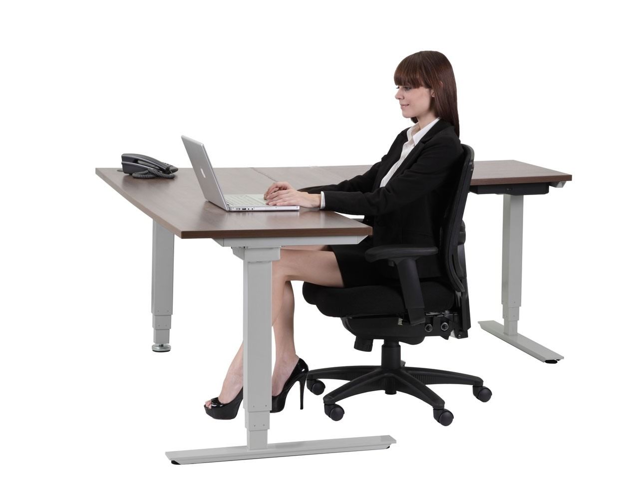 Deluxe Electric – Corner Adjustable Height Sit Stand Standing Corner Throughout Espresso Adjustable Stand Up Desks (View 12 of 15)