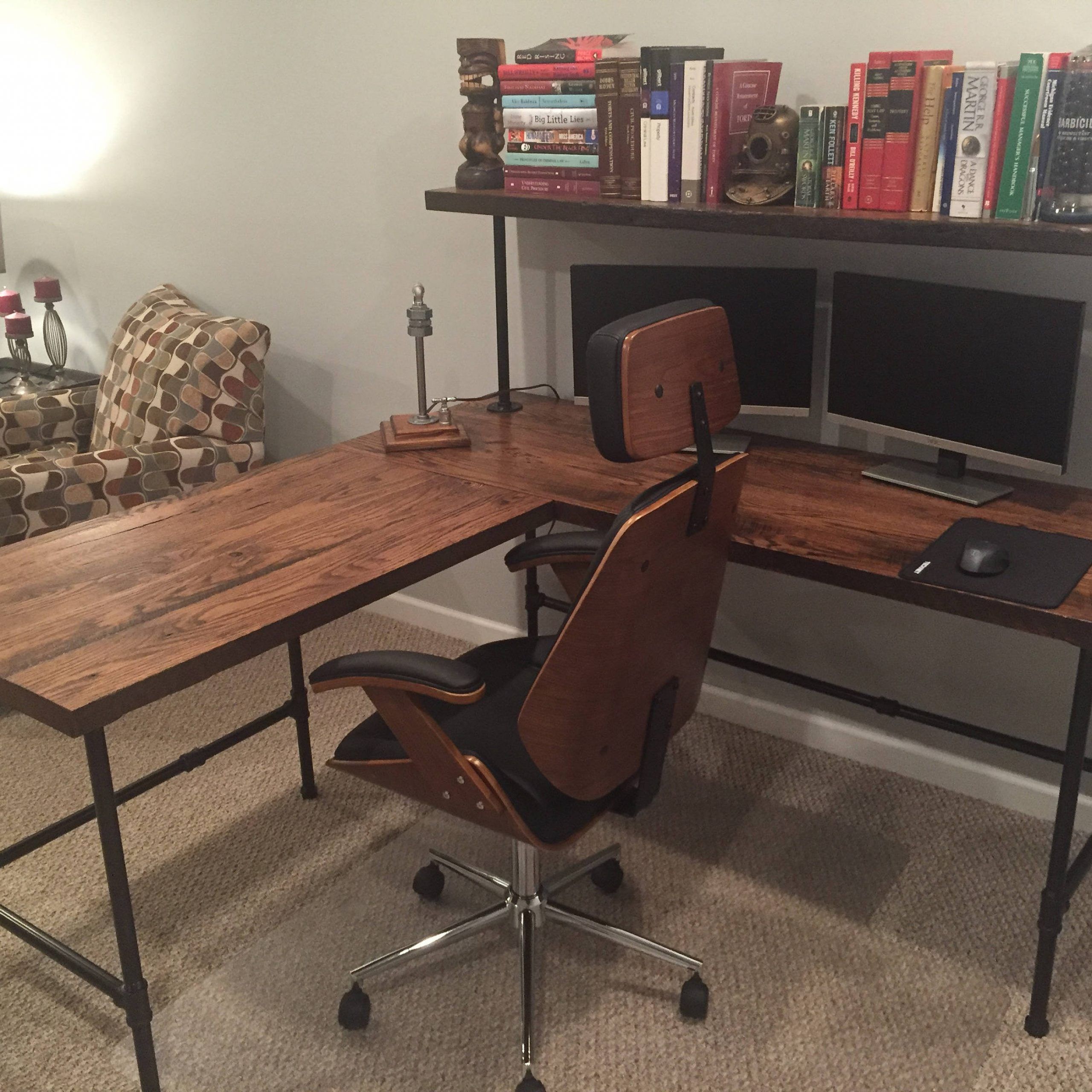 Desk, Customized L Shaped Desk, Corner Desk, Reclaim Wood Desk L Table Pertaining To Black Wood And Metal Office Desks (View 13 of 15)