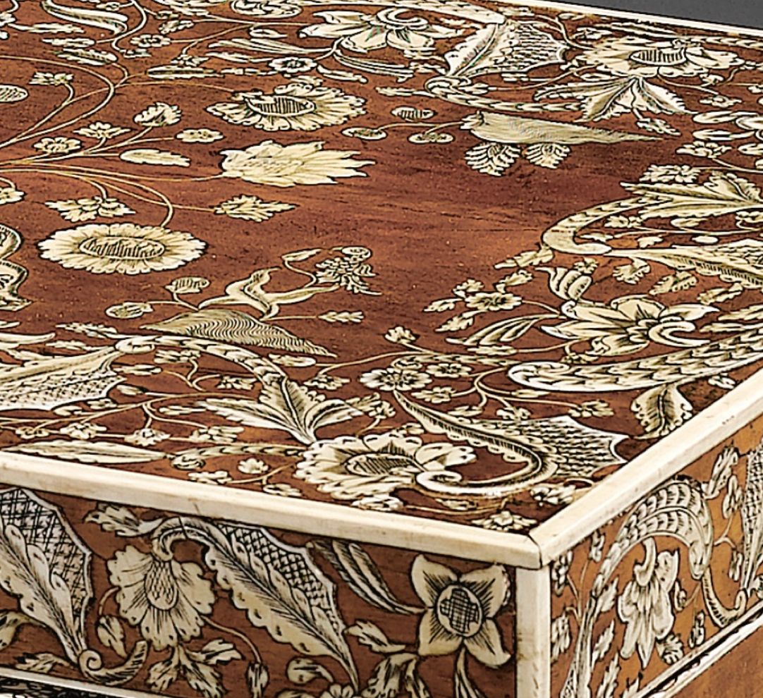 [detail) An Ivory Inlay Sandalwood Boudoir Chest, India, 18th Century Within Antique Ivory Wood Desks (View 10 of 15)