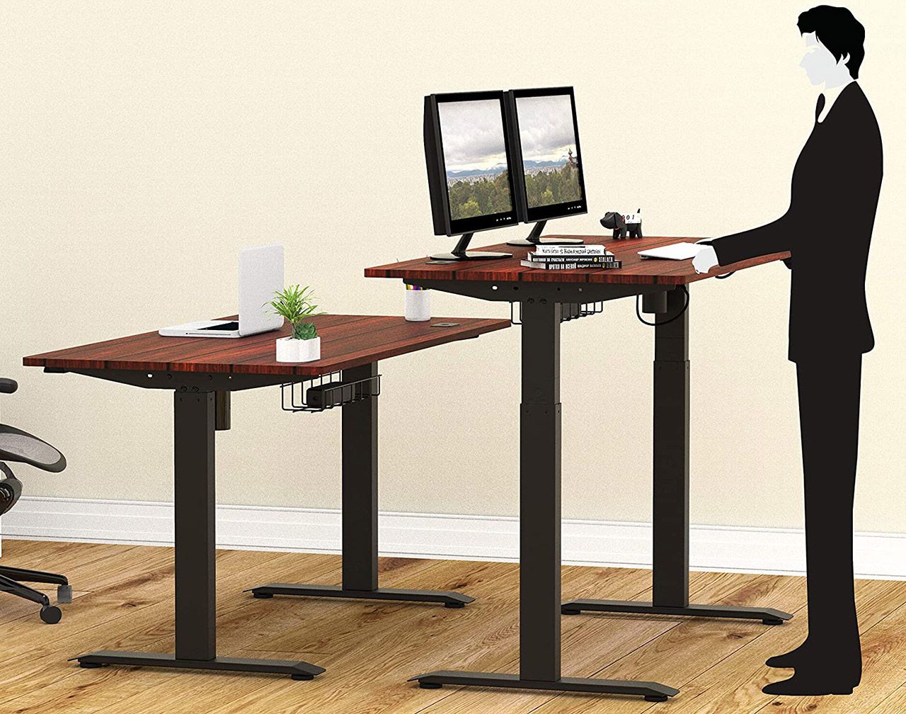 Don't Pay $400, Get A Shw 55 Inch Large Electric Height Adjustable Regarding Cherry Adjustable Laptop Desks (View 5 of 15)