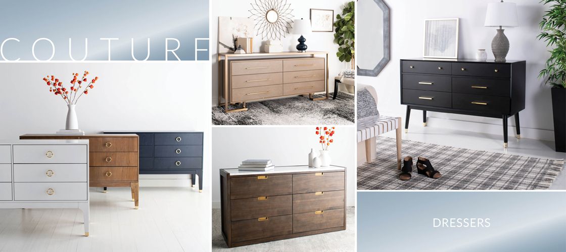 Dressers | Fine Bedroom Furniture – Safavieh Couture With Regard To Black Wash And Light Cane 3 Drawer Desks (View 7 of 15)