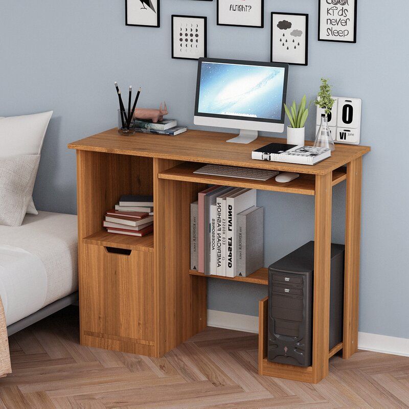Ebern Designs Compact Computer Desk Work Desks For Home Office Small Intended For Modern Ashwood Office Writing Desks (View 9 of 15)