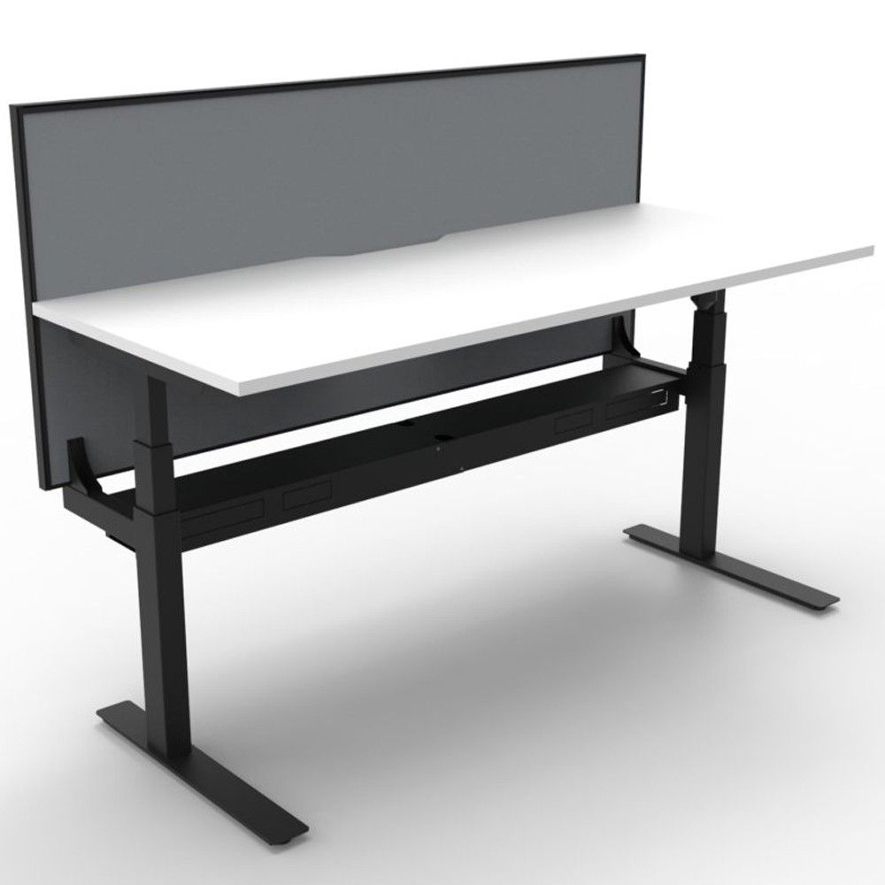 Electric Height Adjustable Standing Desk With Screen White Black | Apex For White Adjustable Stand Up Desks (View 11 of 15)