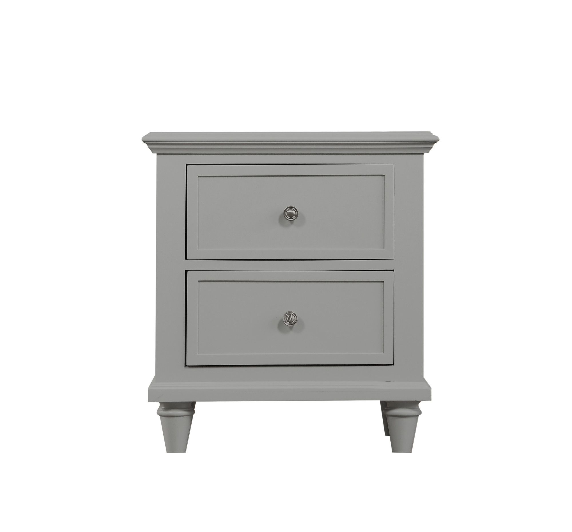 Emerald Home Home Décor Iv Light Gray Nightstand With Turned Wood Legs For Brushed Antique Gray 2 Drawer Wood Desks (View 2 of 15)