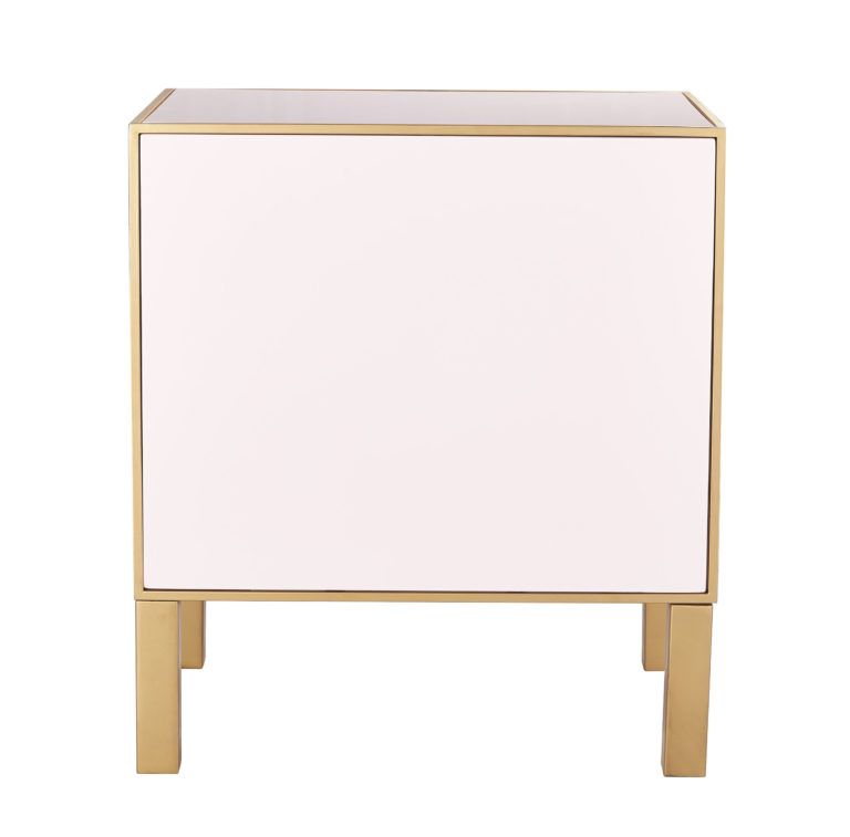 Emily Pink Lacquer Side Table – Tov Furniture In Pink Lacquer 2 Drawer Desks (View 15 of 15)