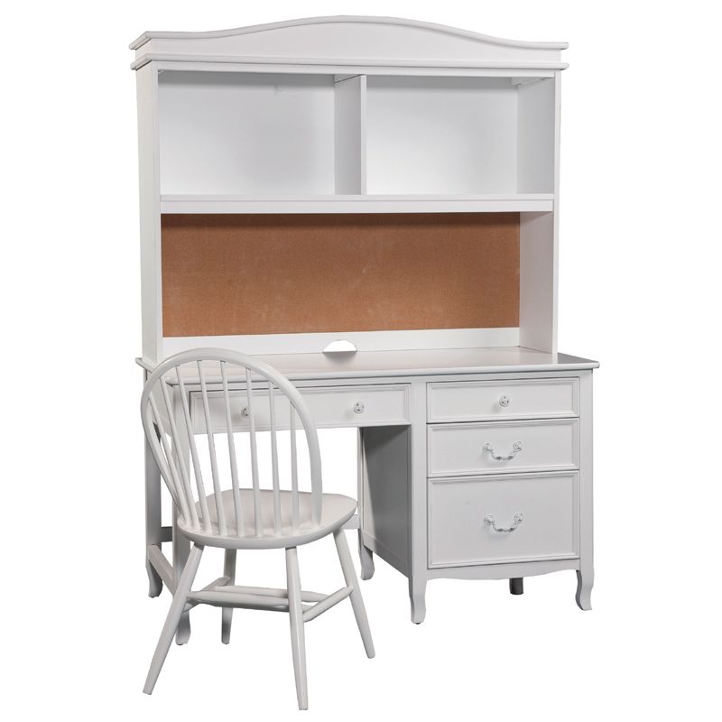 Emma Pedestal Desk With Hutch In White – Rosenberryrooms Intended For White Traditional Desks Hutch With Light (View 6 of 15)