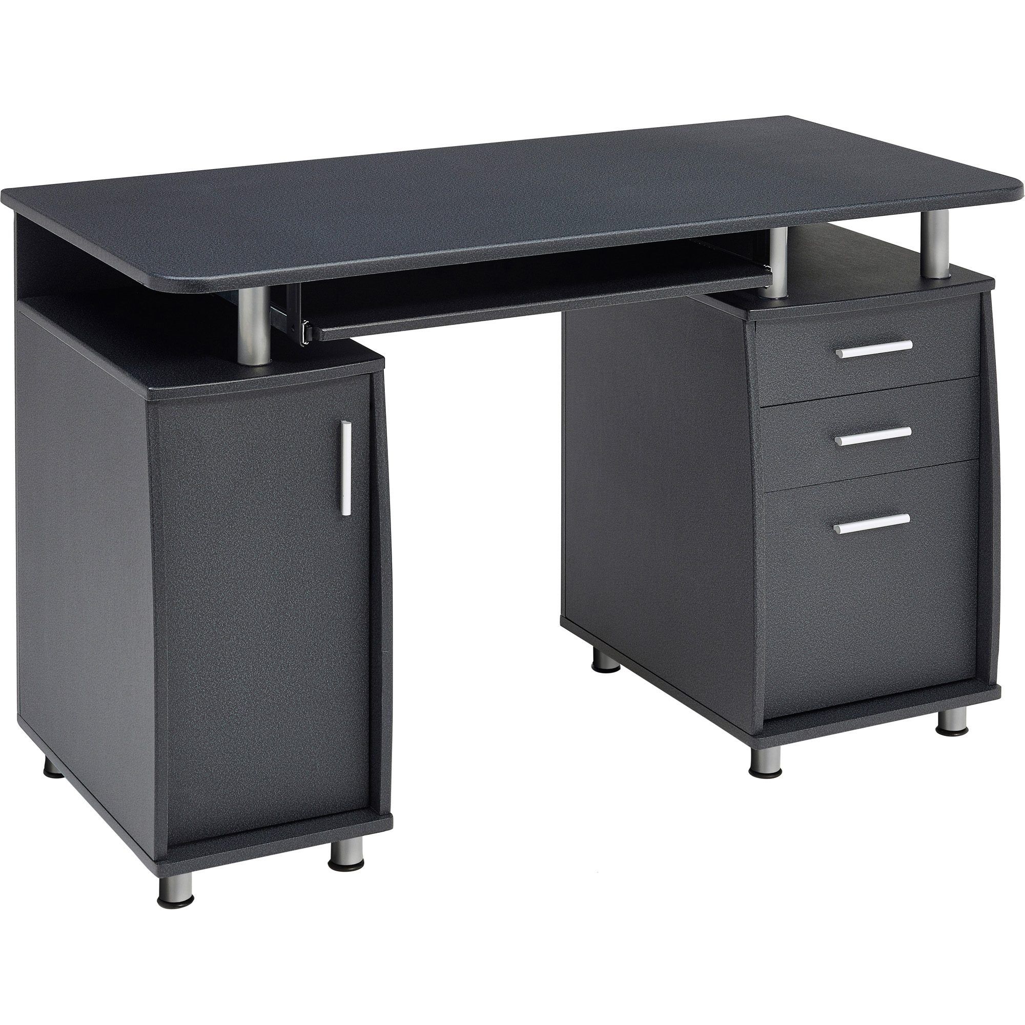 Emperor Desk With Cupboard & Drawers Graphite Black With Graphite Convertible Desks With Keyboard Shelf (View 6 of 15)