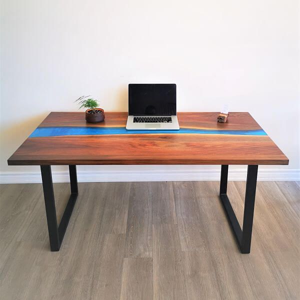Epoxy River Desk ️ Black Walnut Office Table | 1benmu Toronto With Regard To Walnut Wood And Black Metal Office Desks (View 9 of 15)