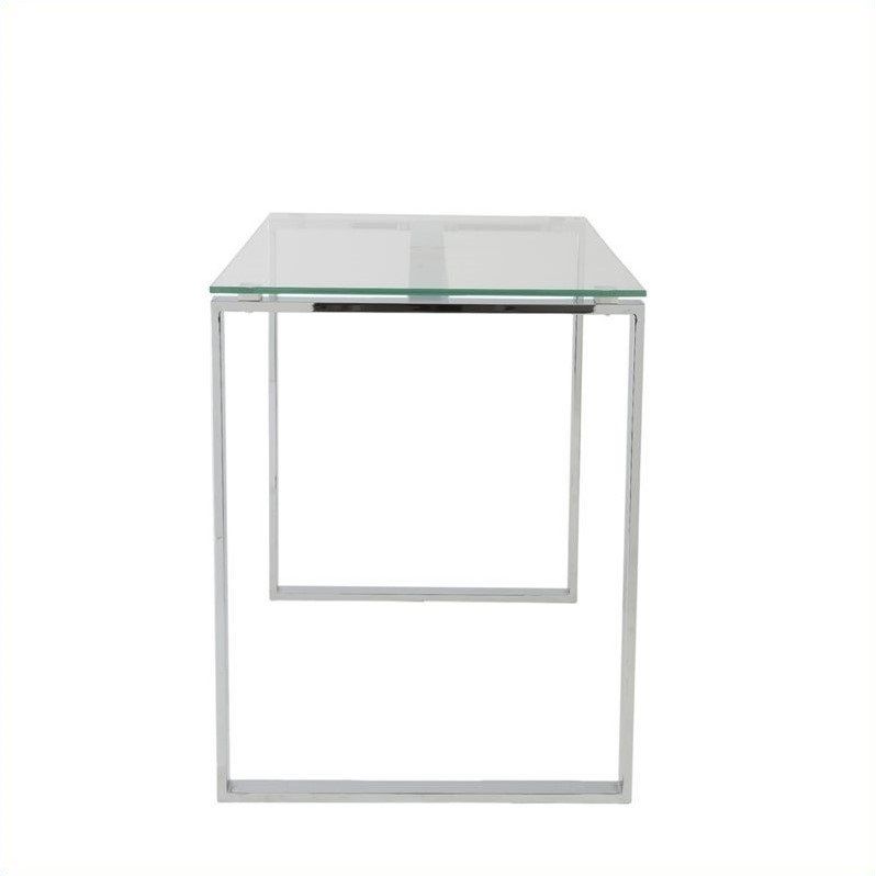Eurostyle Diego Desk 48x24 Glass In Clear And Polished Stainless Steel In Stainless Steel And Glass Modern Desks (View 15 of 15)