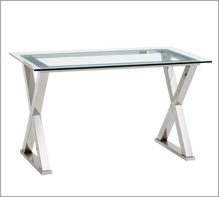 Fancy – Ava Metal Desk | Metal Desks, Glass Desk, Glass Top Desk Inside Glass White Wood And Black Metal Office Desks (View 15 of 15)