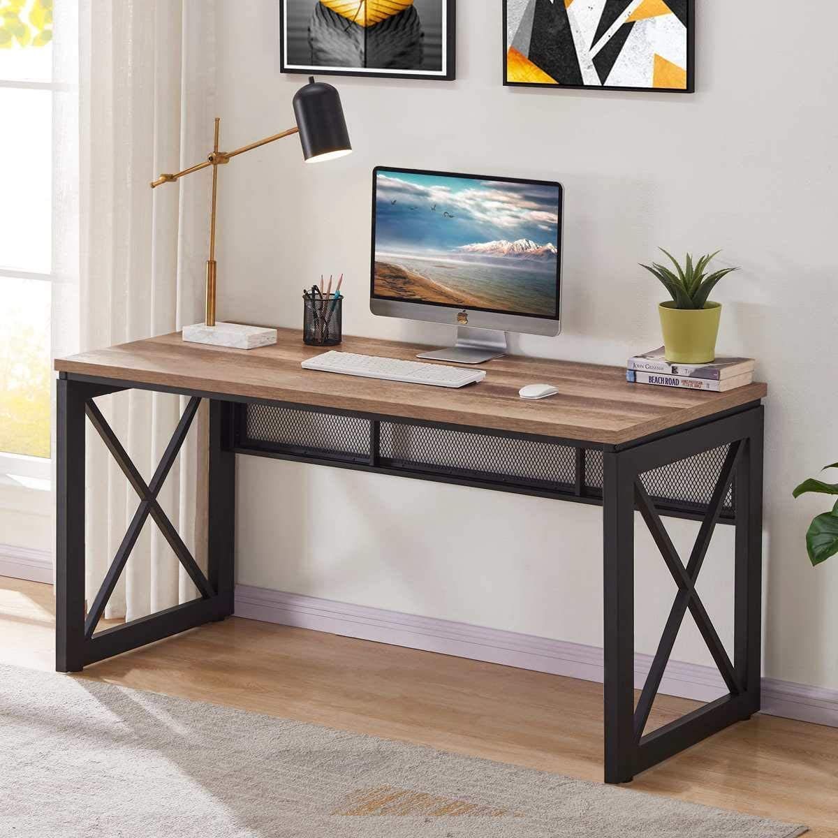 Farmhouse Computer Desk / Amazon Com Walker Edison Rustic Modern Pertaining To Black Wood And Metal Office Desks (View 1 of 15)