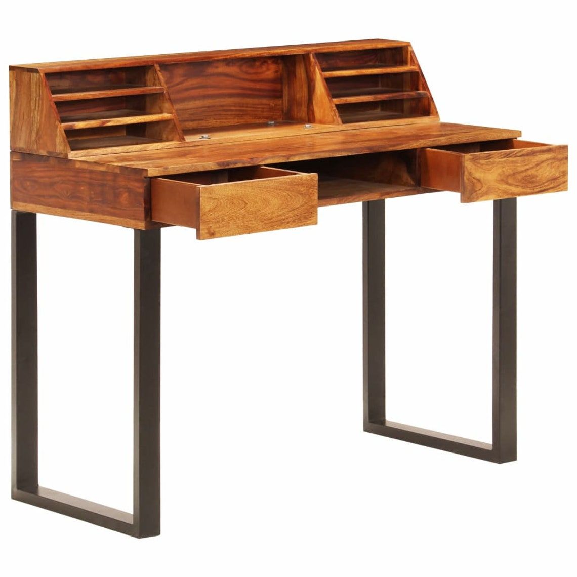 Farmhouse Rustic Writing Desk Solid Sheesham Wood Work Desk | Etsy Pertaining To Sheesham Wood Writing Desks (View 4 of 15)