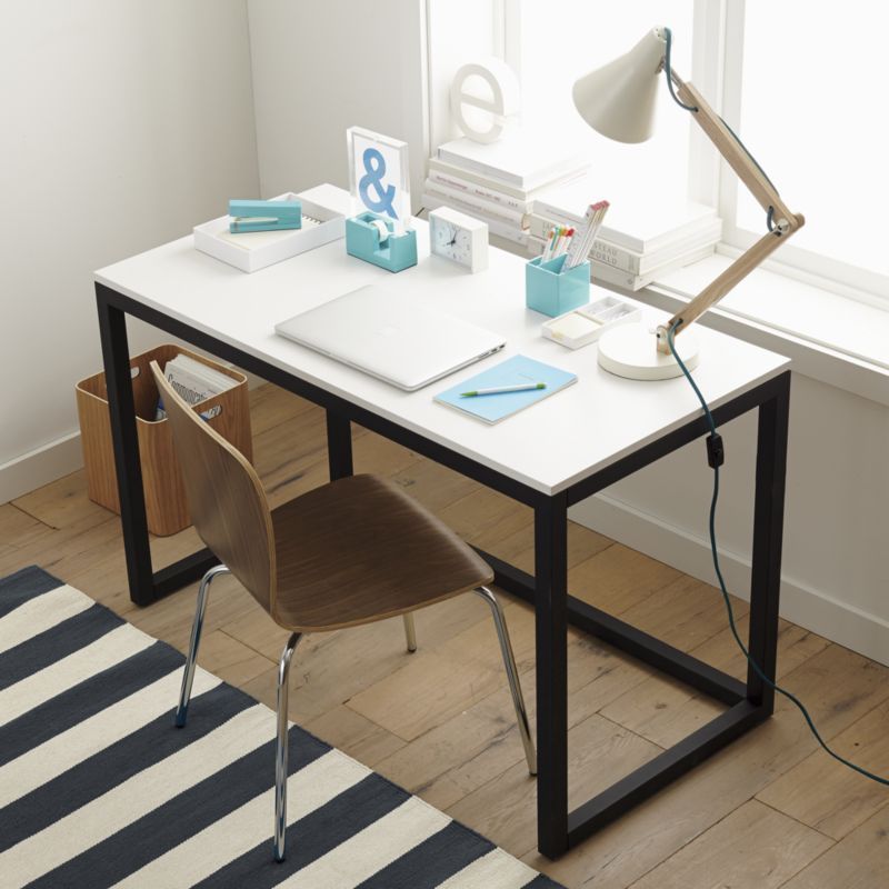 Finn White Top Desk With Black Base | Modern Home Office Desk, Crate In White And Black Office Desks (View 4 of 15)