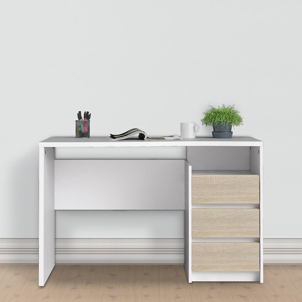 Function Plus 3 Drawer White Oak Desk | Home Office Furniture | Fads For White Modern Nested Office Desks (Photo 15 of 15)
