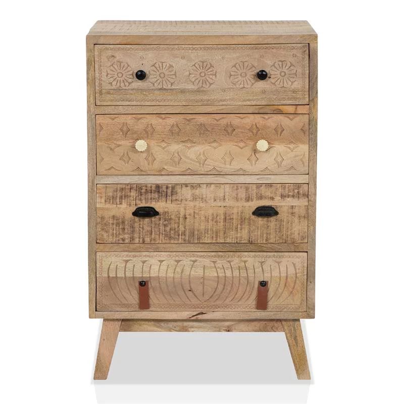 Furniture Of America Druze Rustic Wood 4 Drawer Chest In Natural For Natural Peroba 4 Drawer Wood Desks (View 2 of 15)