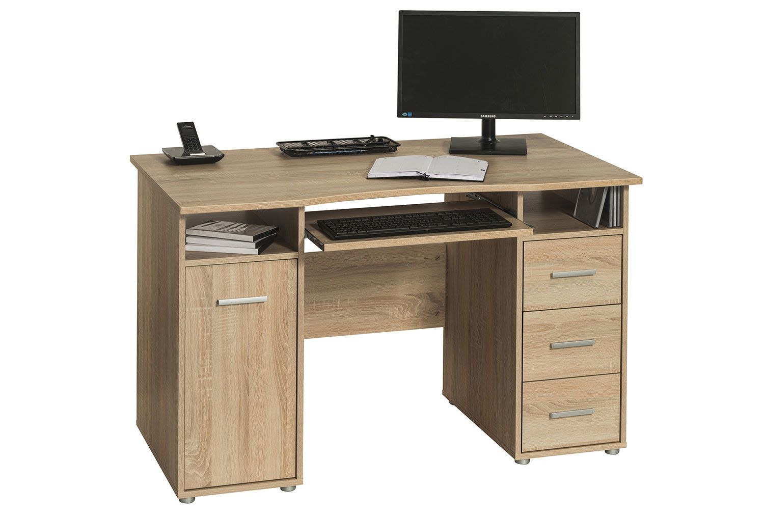 Gelo Home Office Desk (sonoma Oak) – Furniture At Work® With Sonoma Oak 2 Tone Writing Desks (View 12 of 15)