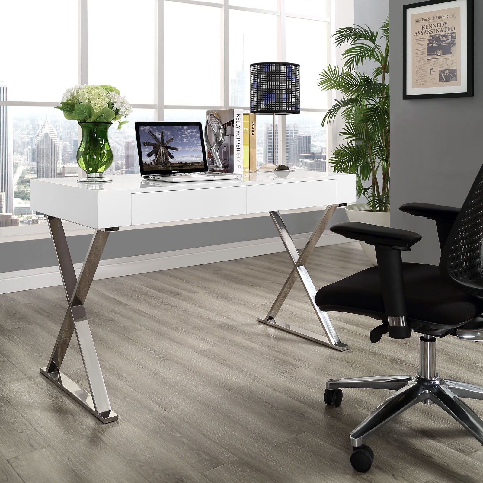 Glam Desk | Modern Furniture • Brickell Collection For White Wood And Gold Metal Office Desks (View 1 of 15)