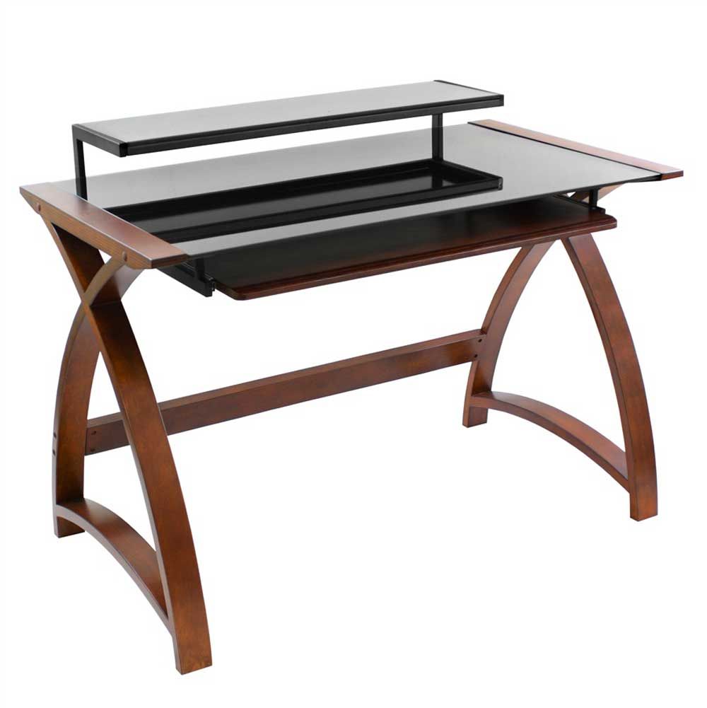 Glass Computer Desk For Elegant Appearance Regarding Glass White Wood And Black Metal Office Desks (View 10 of 15)